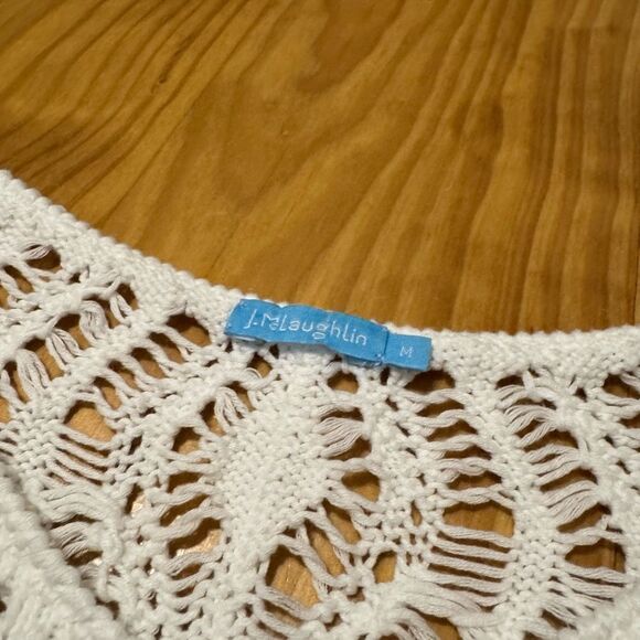 J McLaughlin Sweater Womens Medium White Crochet Knit Boho 100% Cotton - Picture 4 of 8